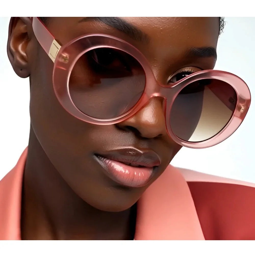 Women Oversized‎ Pink Frame Gradient Lens Round Sunglasses Fashion Luxury Lentes